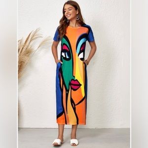 Emery Rose Abstract Figure Tee Dress
